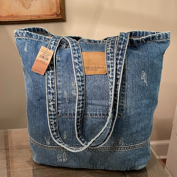 American Eagle Outfitters Handbags - American Eagle Distressed Denim Tote New with Tags